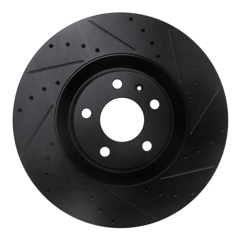 R1 04-09 Audi S4 Front Right Drilled & Slotted Black Brake Rotor 1