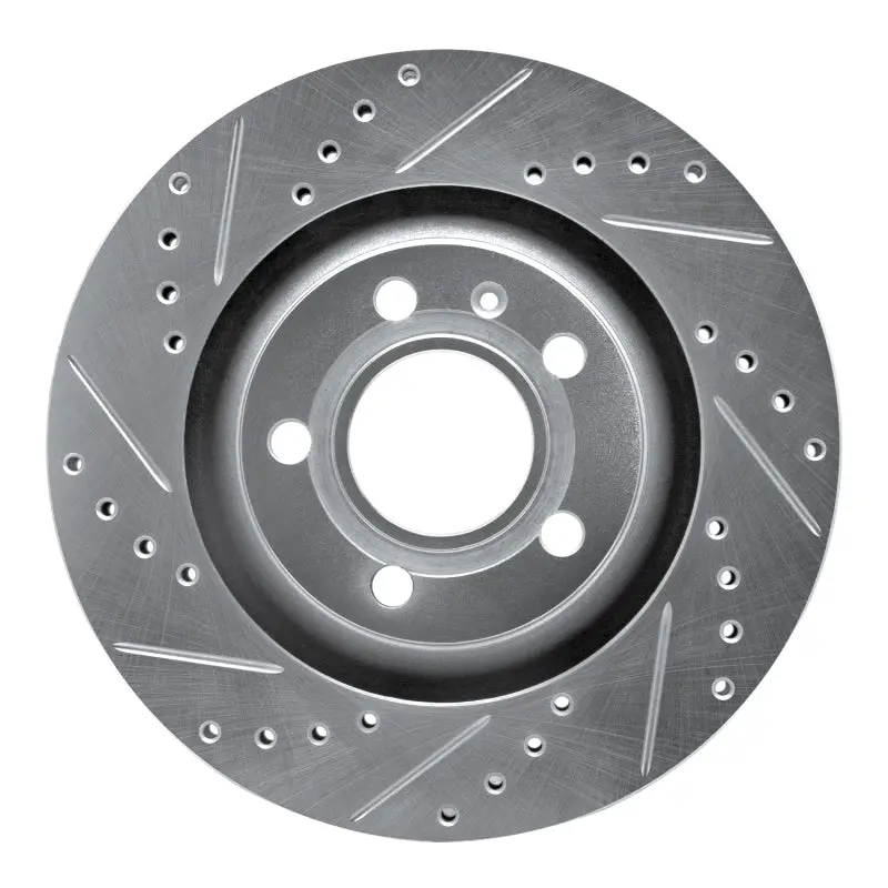 R1 04-09 Audi S4 Rear Left Drilled & Slotted Silver Brake Rotor 1