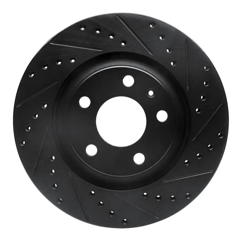 R1 04-09 Audi S4 Rear Right Drilled & Slotted Black Brake Rotor 1