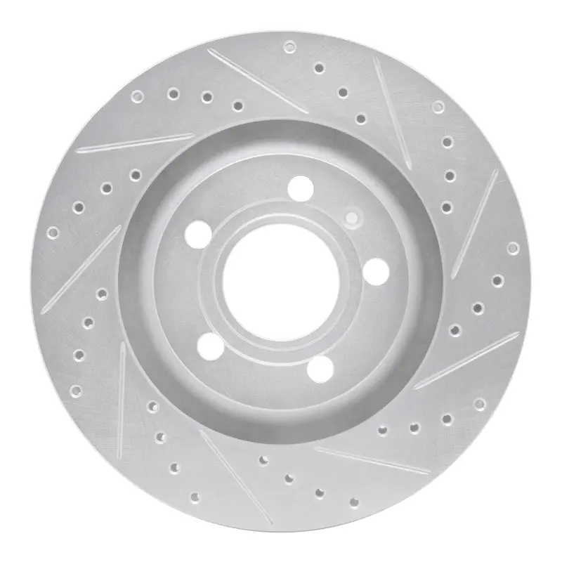 R1 04-09 Audi S4 Rear Right Drilled & Slotted Silver Brake Rotor 1