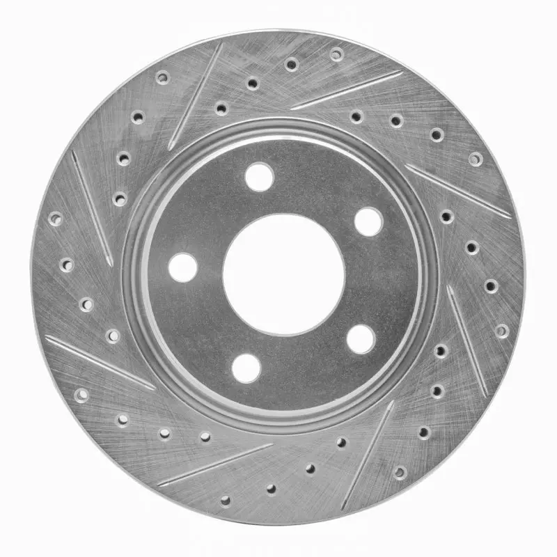 R1 04-09 Buick Allure Front Left Drilled & Slotted Silver Brake Rotor 1