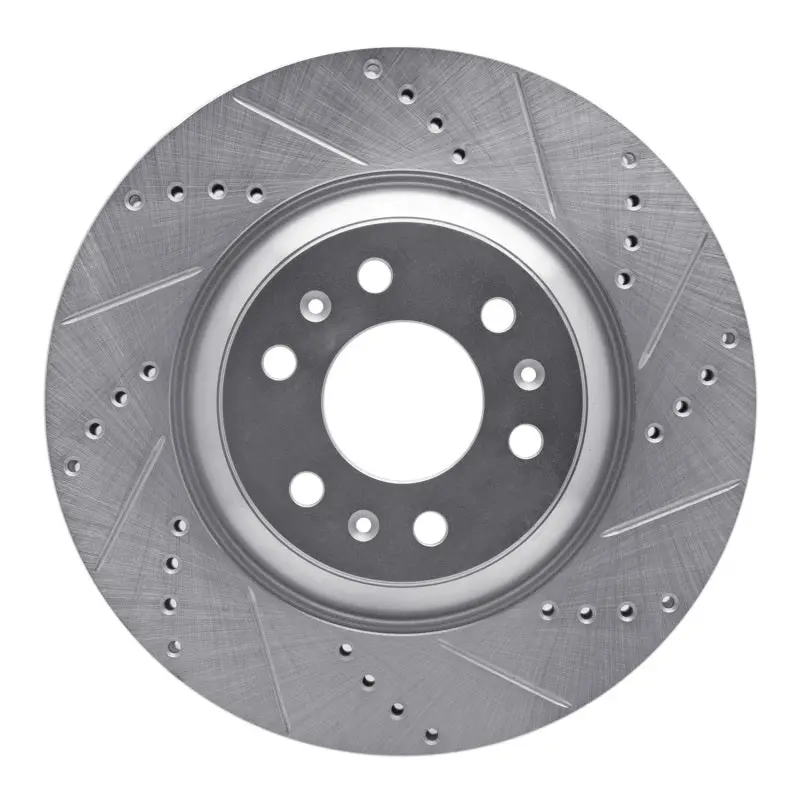 R1 04-09 Cadillac Srx Front Right Drilled & Slotted Silver Brake Rotor 1