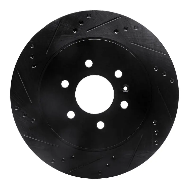 R1 04-09 Cadillac Srx Rear Left Drilled & Slotted Black Brake Rotor 1