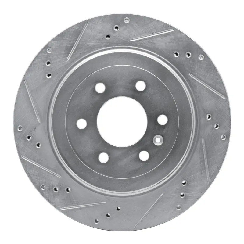 R1 04-09 Cadillac Srx Rear Left Drilled & Slotted Silver Brake Rotor 1