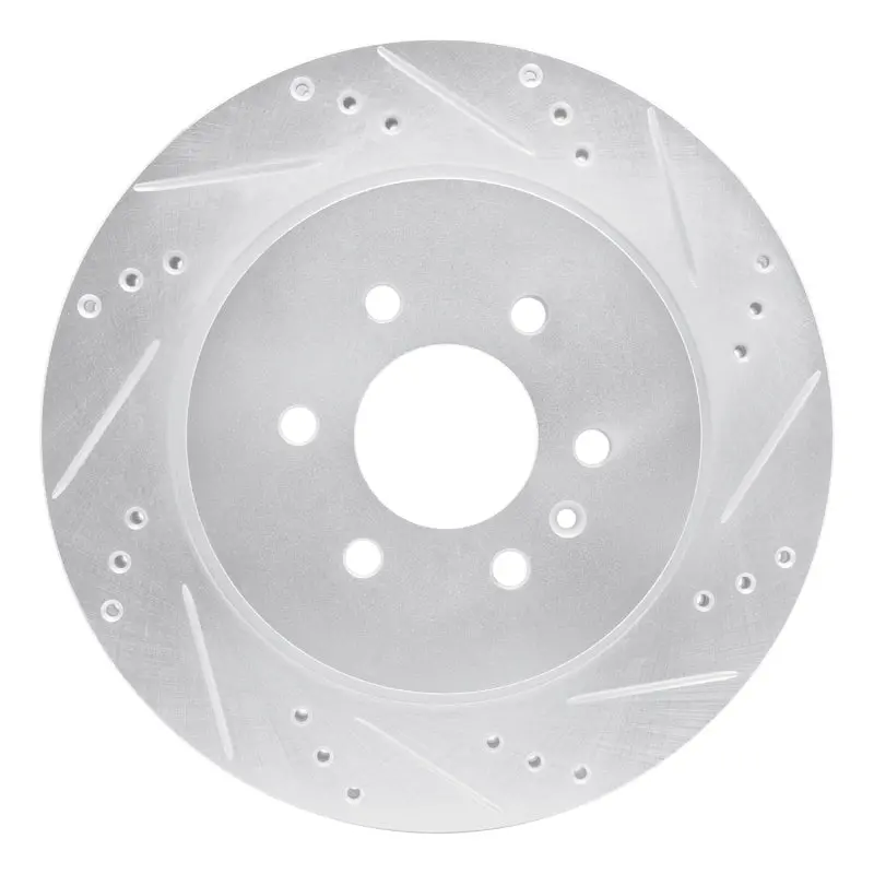 R1 04-09 Cadillac Srx Rear Right Drilled & Slotted Silver Brake Rotor 1