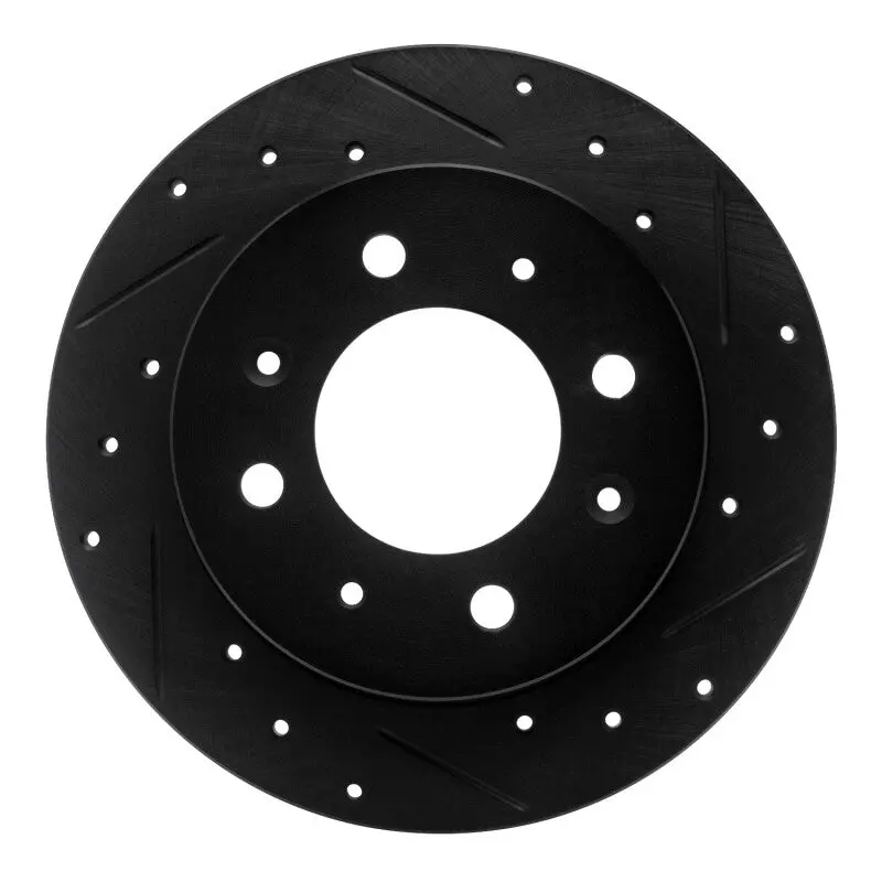 R1 04-09 Kia Spectra Rear Right Drilled & Slotted Black Brake Rotor 1