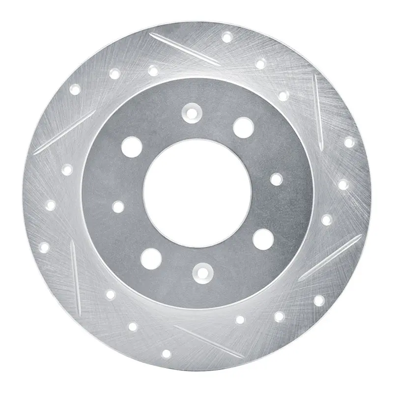 R1 04-09 Kia Spectra Rear Right Drilled & Slotted Silver Brake Rotor 1