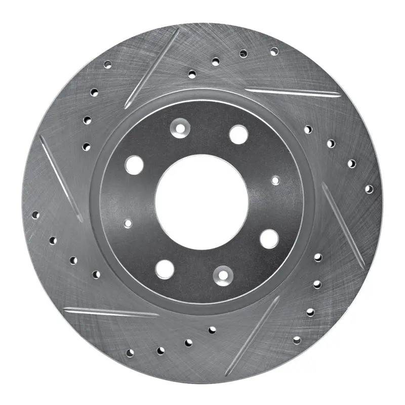 R1 04-09 Kia Spectra5 Front Left Drilled & Slotted Silver Brake Rotor 1