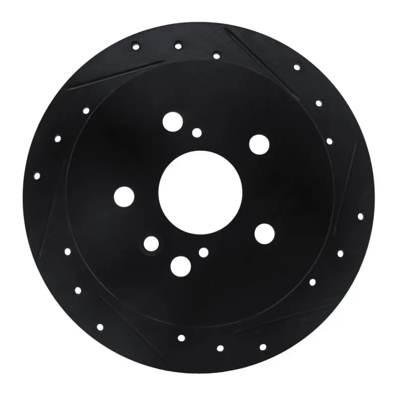 R1 04-09 Lexus Rx330 Rear Right Drilled & Slotted Black Brake Rotor 1
