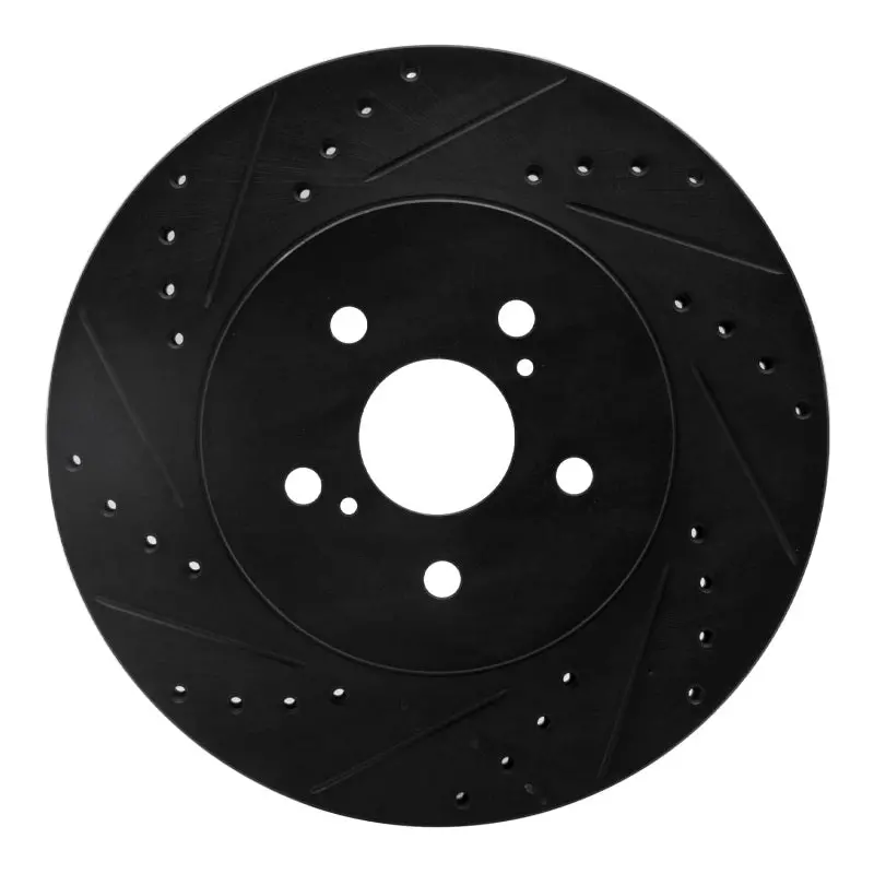 R1 04-09 Lexus Rx350 Front Left Drilled & Slotted Black Brake Rotor 1