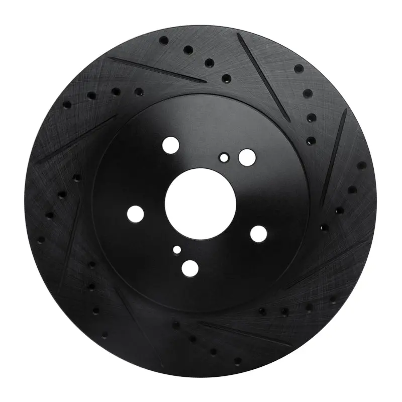 R1 04-09 Lexus Rx350 Front Right Drilled & Slotted Black Brake Rotor 1