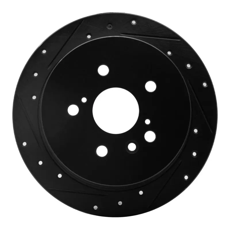 R1 04-09 Lexus Rx350 Rear Left Drilled & Slotted Black Brake Rotor 1