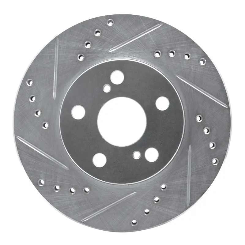 R1 04-09 Toyota Prius Front Left Drilled & Slotted Silver Brake Rotor 1