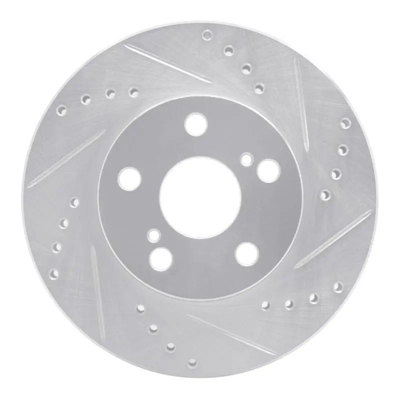R1 04-09 Toyota Prius Front Right Drilled & Slotted Silver Brake Rotor 1