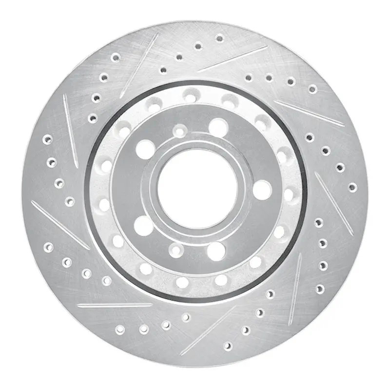 R1 04-10 Audi A8 Rear Left Drilled & Slotted Silver Brake Rotor 1