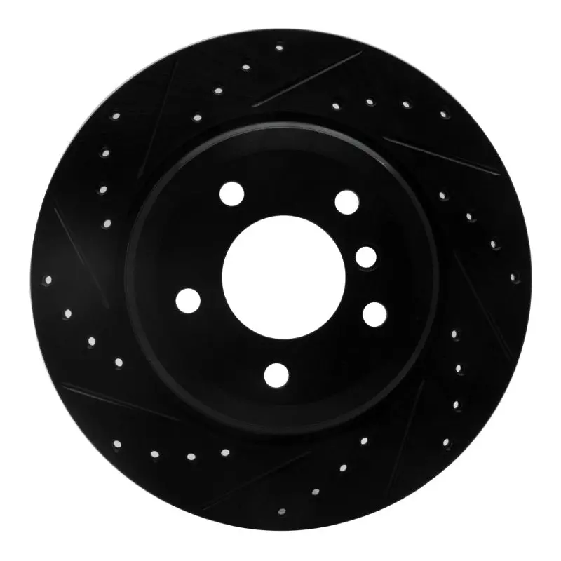 R1 04-10 Bmw 525I (Usa/Canada) Rear Left Drilled & Slotted Black Brake Rotor 1