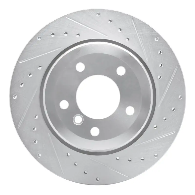 R1 04-10 Bmw 528I Rear Right Drilled & Slotted Silver Brake Rotor 1