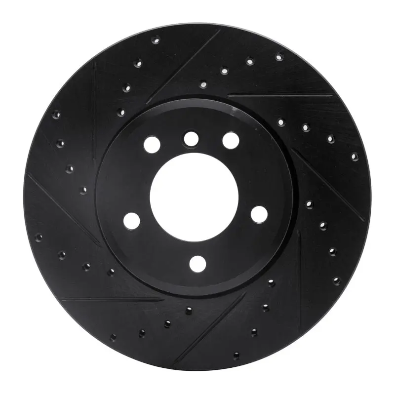 R1 04-10 Bmw 528Xi Front Left Drilled & Slotted Black Brake Rotor 1