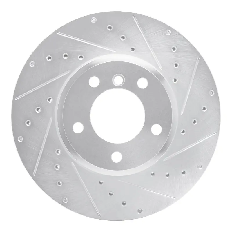 R1 04-10 Bmw 530I Front Right Drilled & Slotted Silver Brake Rotor 1