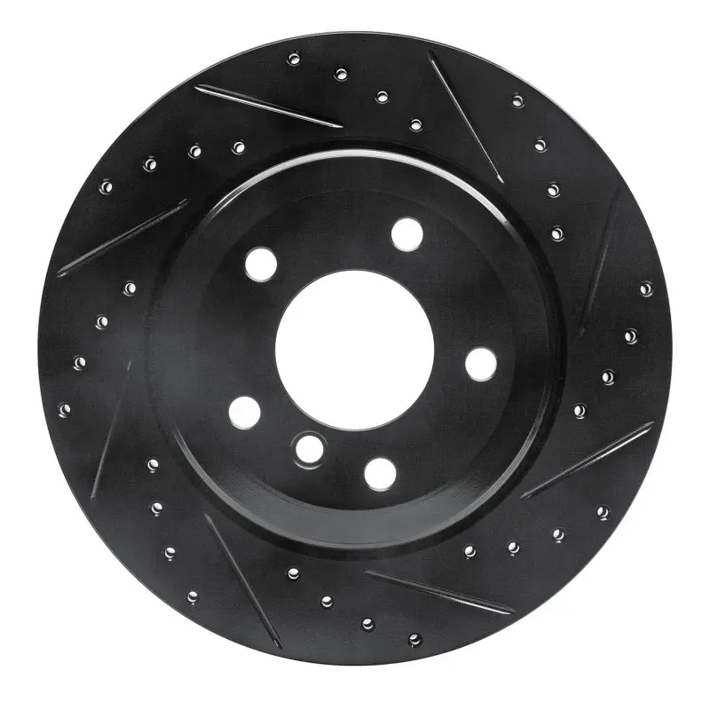 R1 04-10 Bmw 530I Rear Right Drilled & Slotted Black Brake Rotor 1