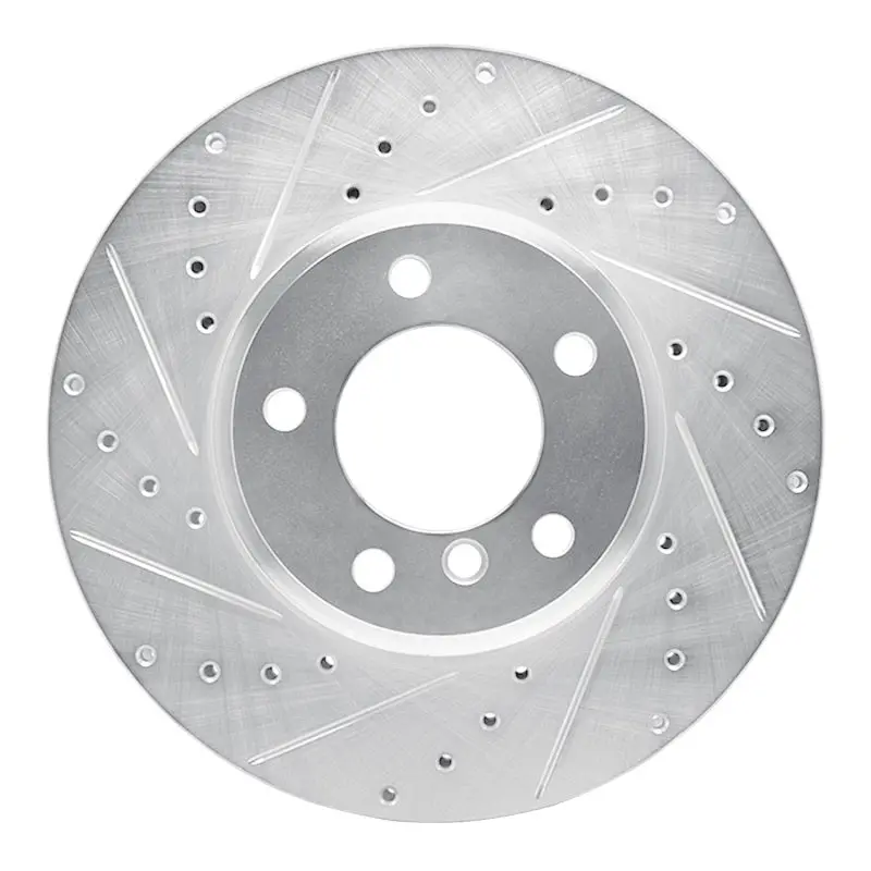 R1 04-10 Bmw 530Xi Front Left Drilled & Slotted Silver Brake Rotor 1