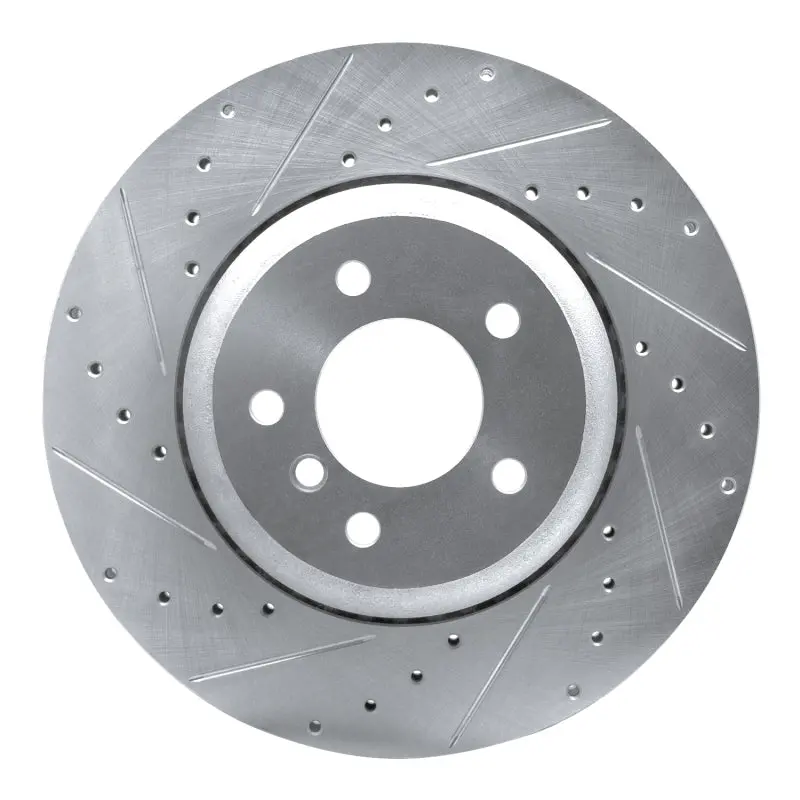 R1 04-10 Bmw 545I Rear Left Drilled & Slotted Silver Brake Rotor 1