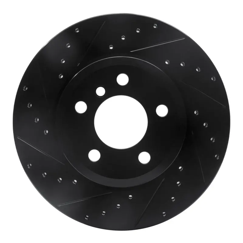 R1 04-10 Bmw X3 Front Left Drilled & Slotted Black Brake Rotor 1