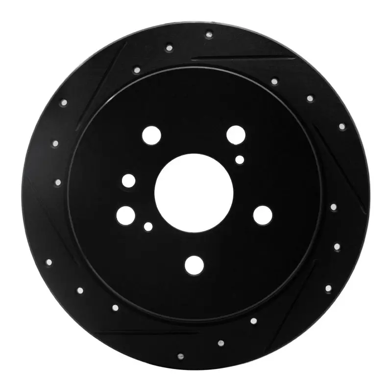 R1 04-10 Toyota Sienna Rear Left Drilled & Slotted Black Brake Rotor 1