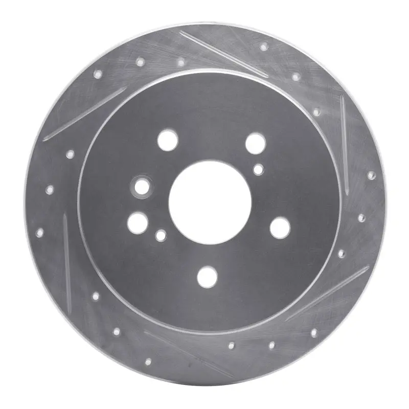 R1 04-10 Toyota Sienna Rear Right Drilled & Slotted Silver Brake Rotor 1