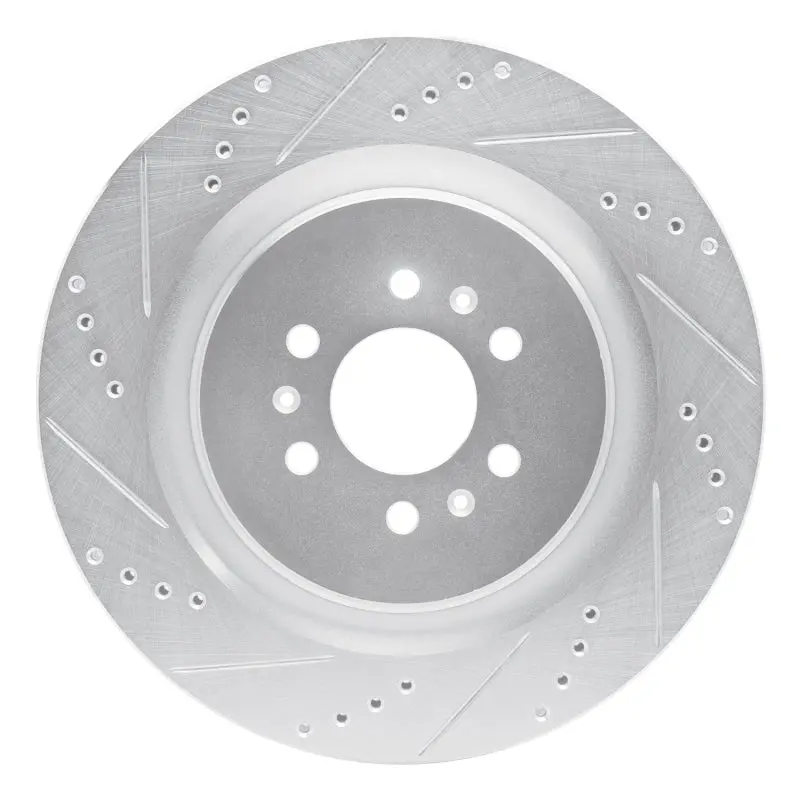 R1 04-11 Cadillac Cts Rear Left Drilled & Slotted Silver Brake Rotor 1