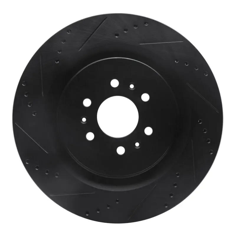 R1 04-11 Cadillac Sts Rear Left Drilled & Slotted Black Brake Rotor 1