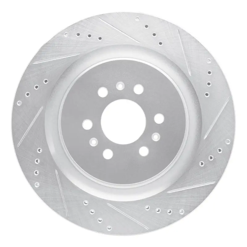 R1 04-11 Cadillac Sts Rear Right Drilled & Slotted Silver Brake Rotor 1