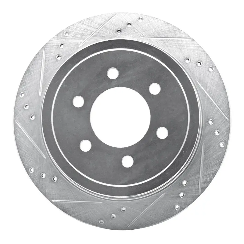 R1 04-11 Ford F-150 4Wd Rear Left Drilled & Slotted Silver Brake Rotor 1