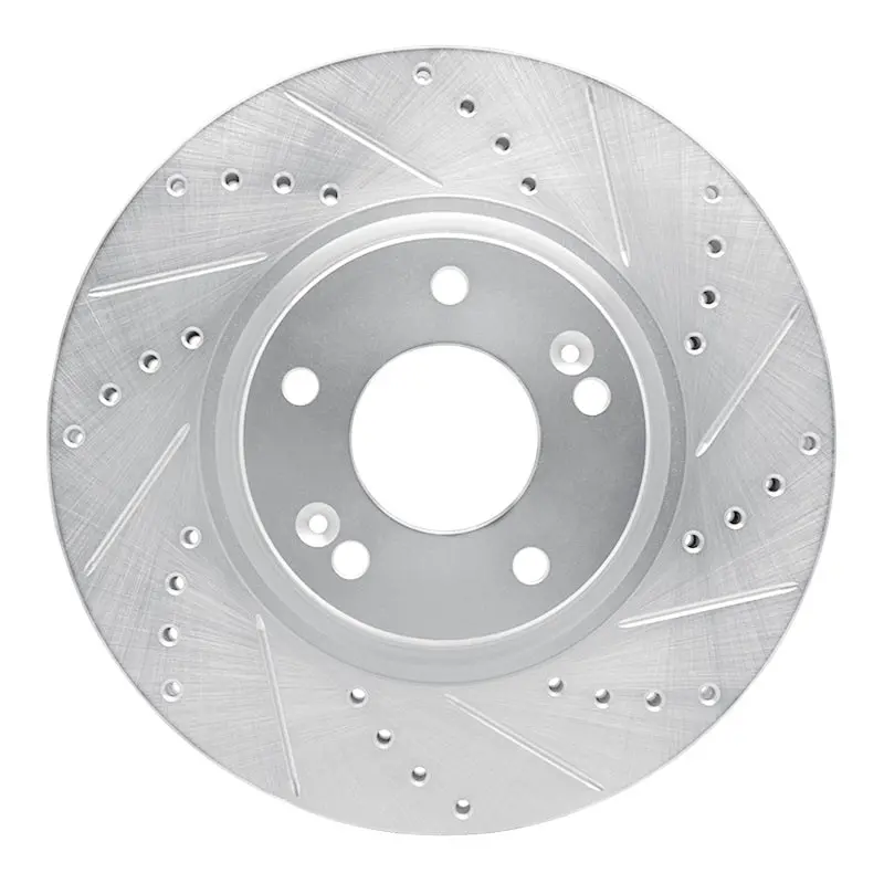 R1 04-11 Hyundai Azera Front Right Drilled & Slotted Silver Brake Rotor 1