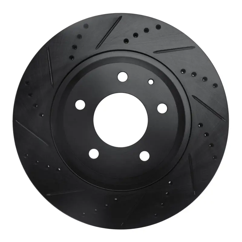 R1 04-11 Mazda Rx-8 Rear Left Drilled & Slotted Black Brake Rotor 1