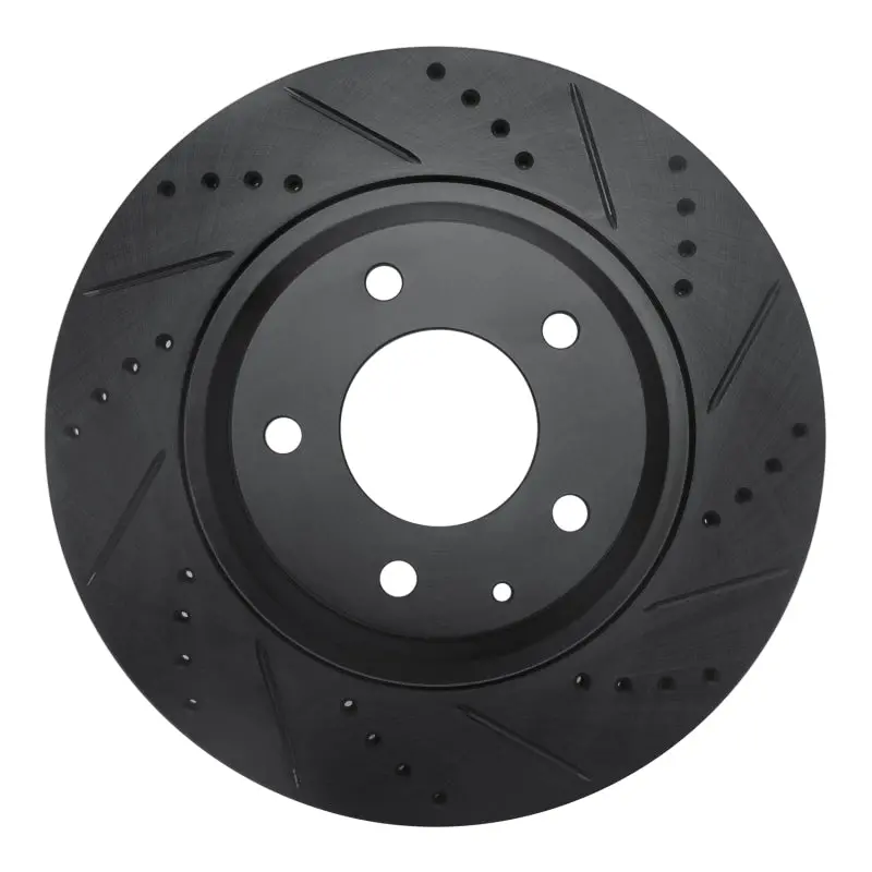 R1 04-11 Mazda Rx-8 Rear Right Drilled & Slotted Black Brake Rotor 1