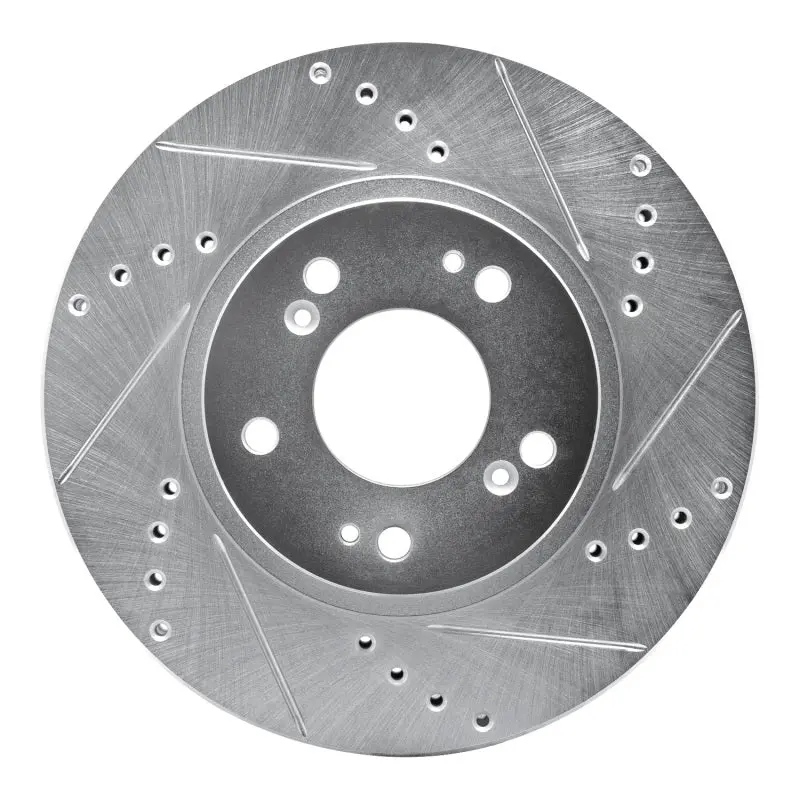 R1 04-11 Mitsubishi Endeavor Front Right Drilled & Slotted Silver Brake Rotor 1