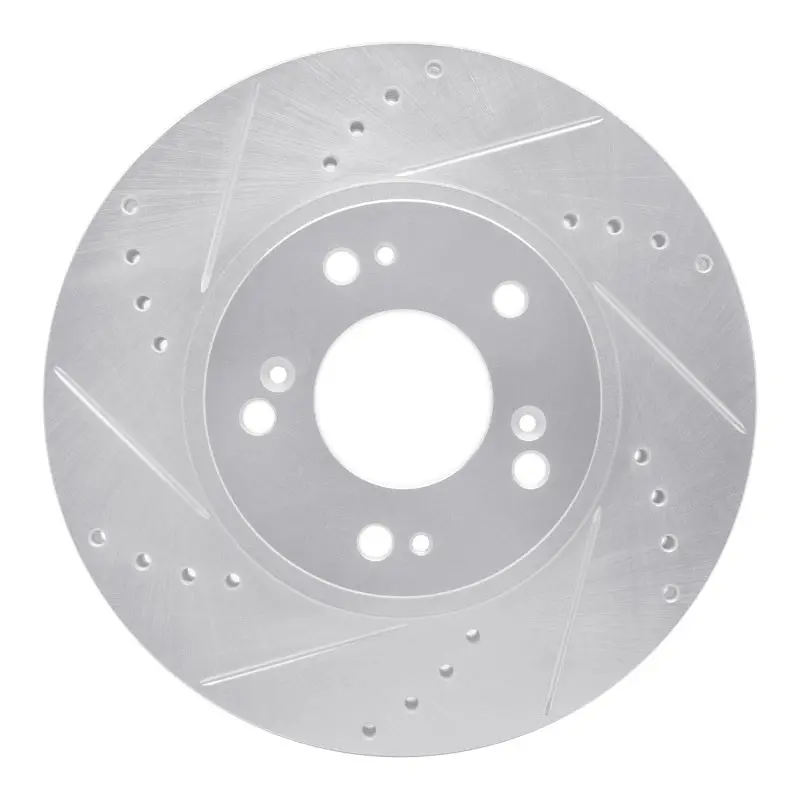 R1 04-11 Mitsubishi Grandis (Mexico) Front Left Drilled & Slotted Silver Brake Rotor 1