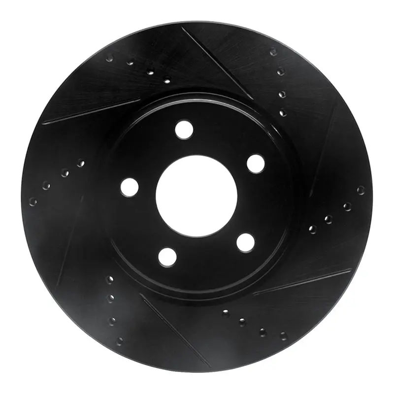 R1 04-12 Chevrolet Cobalt Front Right Drilled & Slotted Black Brake Rotor 1
