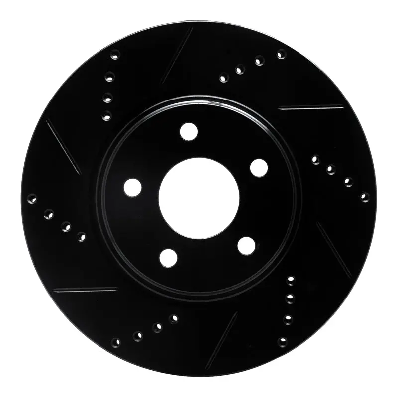 R1 04-12 Chevrolet Malibu Front Left Drilled & Slotted Black Brake Rotor 1