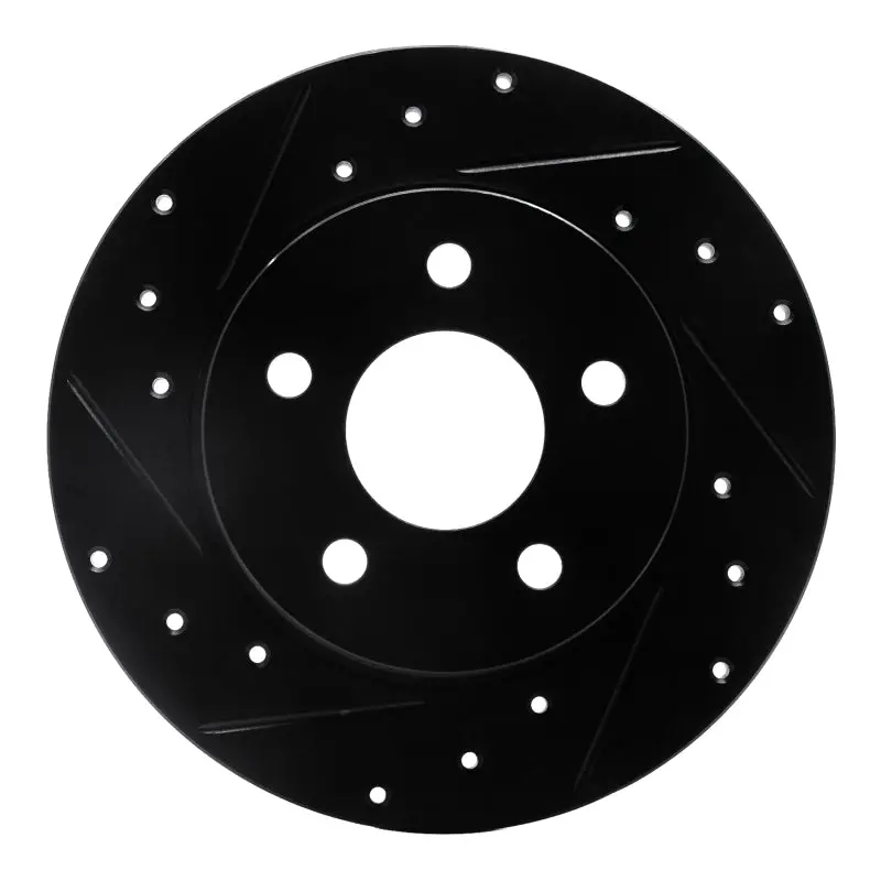 R1 04-12 Chevrolet Malibu Rear Left Drilled & Slotted Black Brake Rotor 1