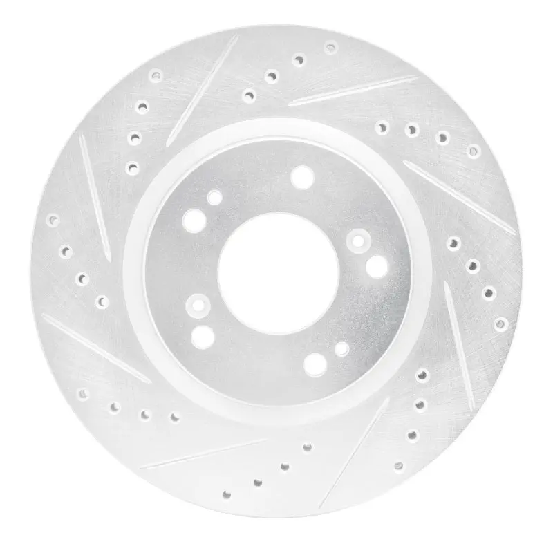 R1 04-12 Mitsubishi Eclipse Front Left Drilled & Slotted Silver Brake Rotor 1