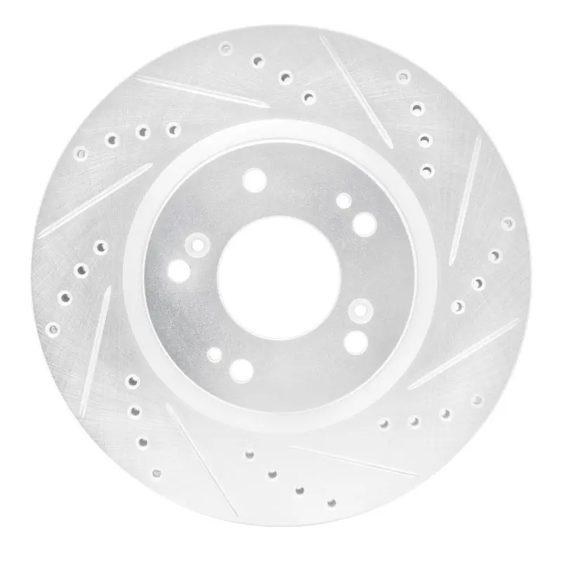 R1 04-12 Mitsubishi Eclipse Front Right Drilled & Slotted Silver Brake Rotor 1