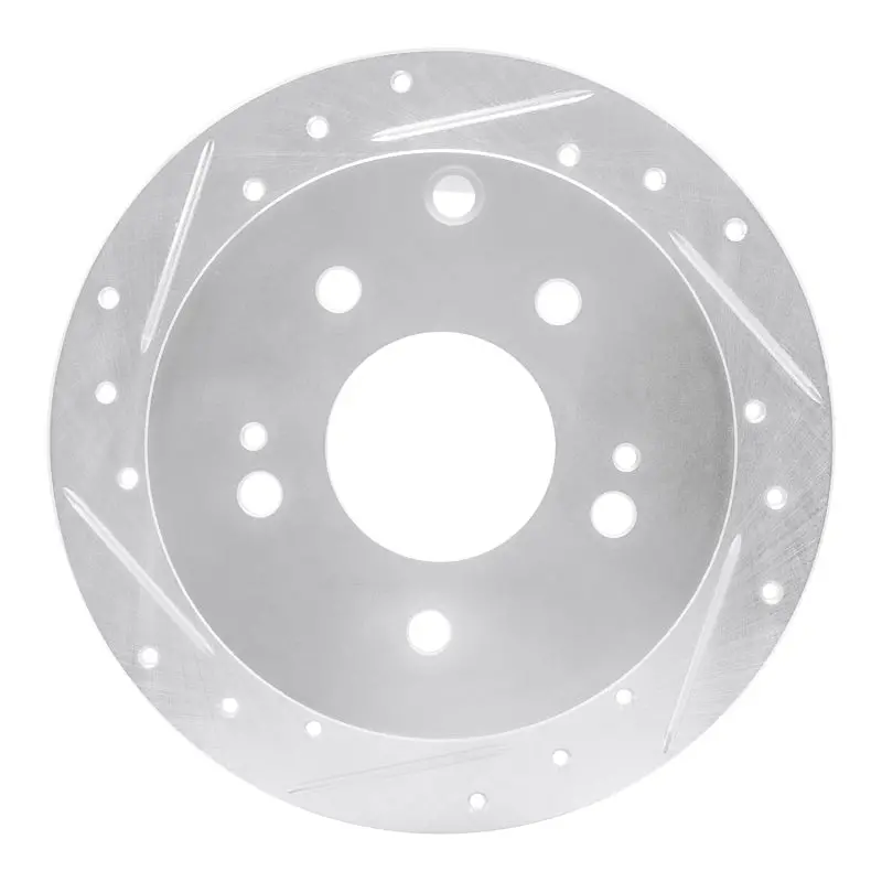 R1 04-12 Mitsubishi Eclipse Rear Left Drilled & Slotted Silver Brake Rotor 1