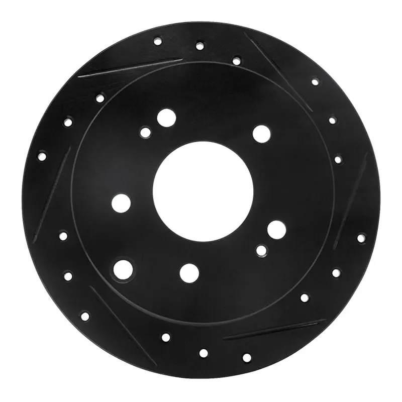 R1 04-12 Mitsubishi Eclipse Rear Right Drilled & Slotted Black Brake Rotor 1