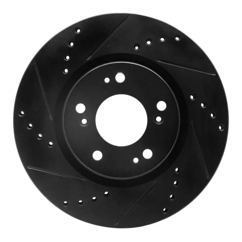 R1 04-12 Mitsubishi Galant Front Left Drilled & Slotted Black Brake Rotor 1