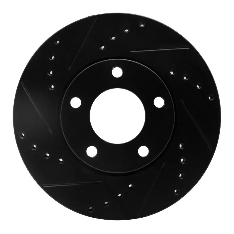 R1 04-13 Mazda 3 Front Left Drilled & Slotted Black Brake Rotor 1