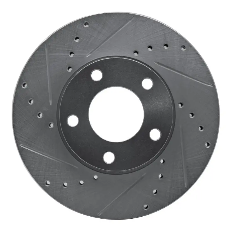 R1 04-13 Mazda 3 Front Left Drilled & Slotted Silver Brake Rotor 1