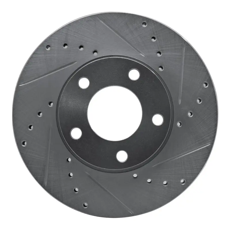 R1 04-13 Mazda 3 Front Right Drilled & Slotted Silver Brake Rotor 1