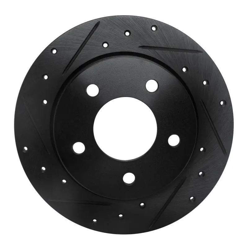 R1 04-13 Mazda 3 Rear Left Drilled & Slotted Black Brake Rotor 1